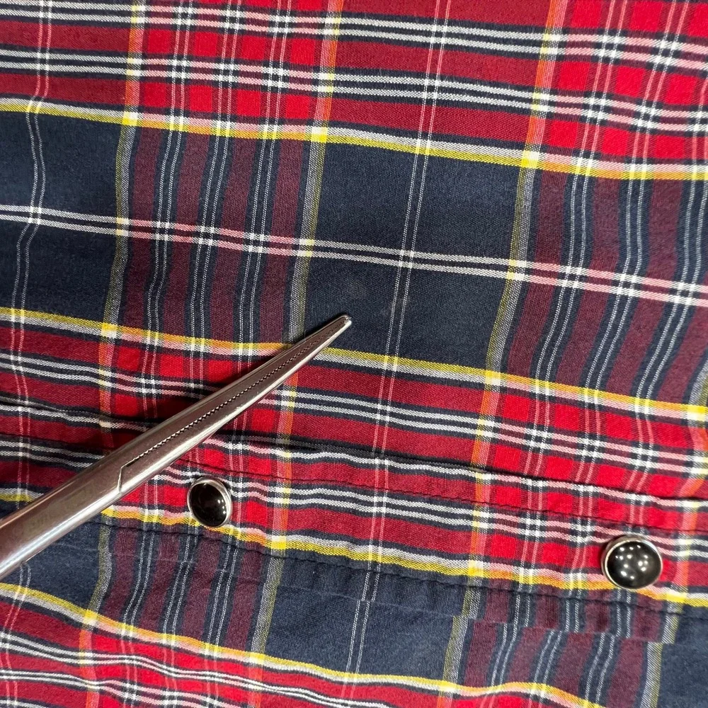 KEY‎ EST 1908 Mens Plaid Western Shirt 2XLT Long Sleeve Snap Up Red Blue